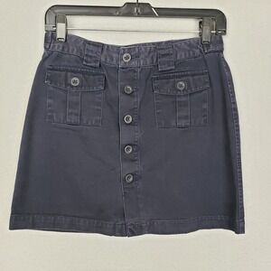 Y2K GAP Button‎ Front Mini Skirt Blue Khaki Summer Casual Utility Juniors Size 1
